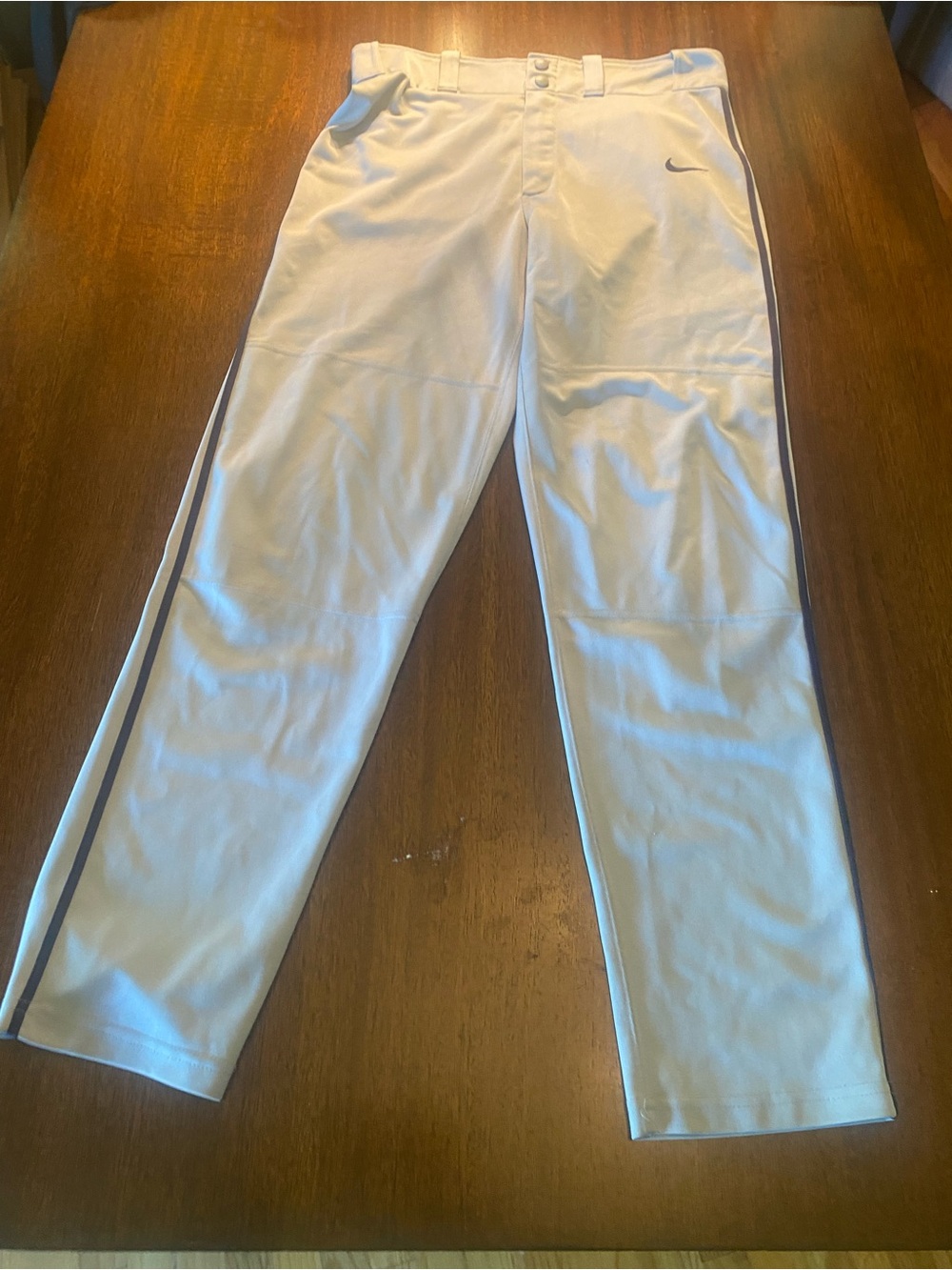 Nike Vapor Select Baseball Pants Men’s Small Gray Navy Blue Piping Dri-FIT